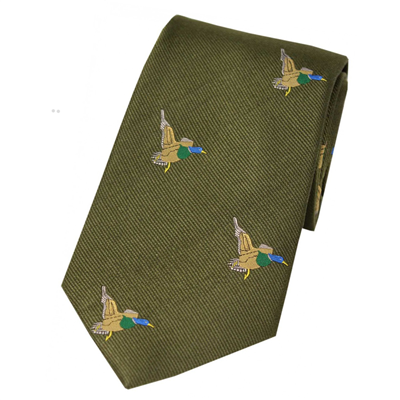 Soprano Flying Ducks Silk Tie - Country Green